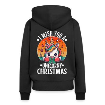 Je vous souhaite un Noël de Licorne - Sweat à capuche Premium bio Femme - noir - Dos - Julia (174cm)