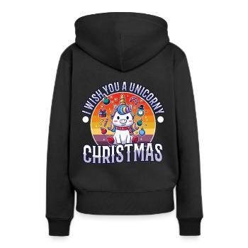 Je vous souhaite un Noël de Licorne - Sweat à capuche Premium bio Femme - noir - Dos - Julia (174cm)