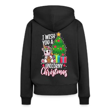 Je vous souhaite un Noël de Licorne - Sweat à capuche Premium bio Femme - noir - Dos - Julia (174cm)