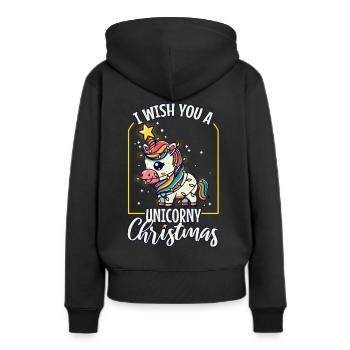Je vous souhaite un Noël de Licorne - Sweat à capuche Premium bio Femme - noir - Dos - Julia (174cm)