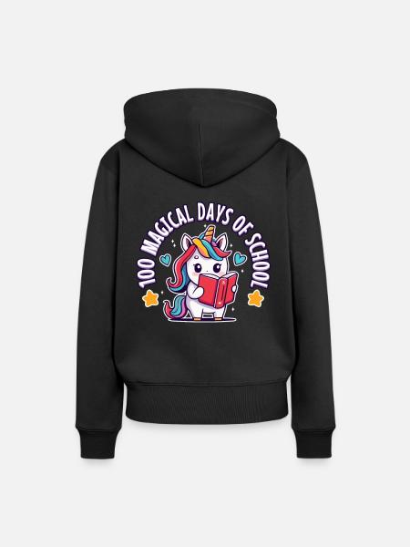 Joyeux 100 jours d’apprentissage magique - Sweat à capuche Premium bio Femme - noir