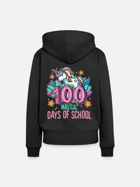 Joyeux 100 jours d'apprentissage magique - Sweat à capuche Premium bio Femme - noir