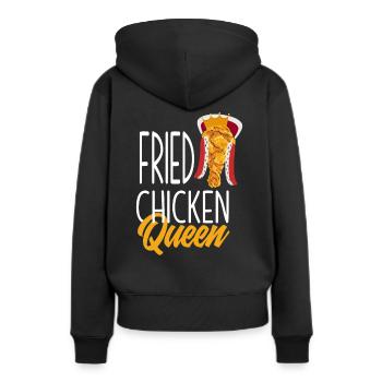 Reine du poulet frit - Sweat à capuche Premium bio Femme - noir - Dos - Julia (174cm)