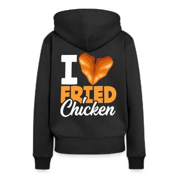 Poulet frit Heart Love - Sweat à capuche Premium bio Femme - noir - Dos - Julia (174cm)