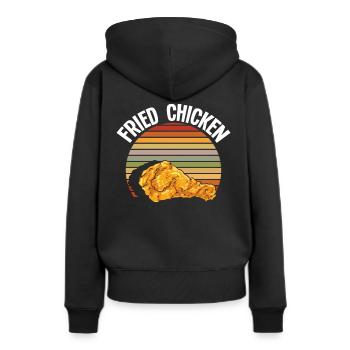 Poulet frit rétro - Sweat à capuche Premium bio Femme - noir - Dos - Julia (174cm)
