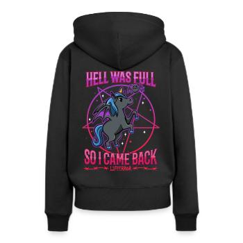 L’enfer était plein alors je suis revenu - Lifeerror - Sweat à capuche Premium bio Femme - noir - Dos - Julia (174cm)