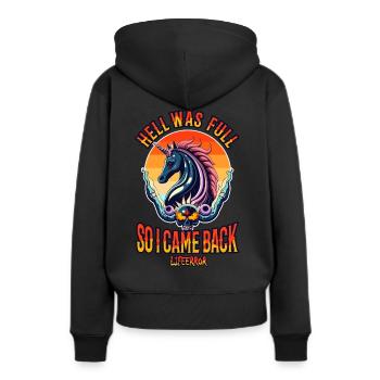 L’enfer était plein alors je suis revenu - Lifeerror - Sweat à capuche Premium bio Femme - noir - Dos - Julia (174cm)