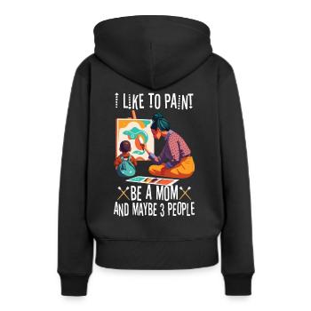 I like to paint be a Mom and maybe 3 people - Frauen Premium Bio Hoodie - Schwarz - Hinten - Julia (174cm)
