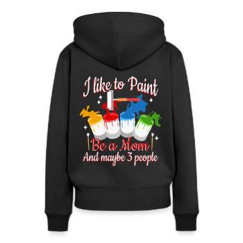 I like to paint be a Mom and maybe 3 people - Frauen Premium Bio Hoodie - Schwarz - Hinten - Julia (174cm)