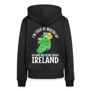 J’en ai marre de me réveiller et de ne pas être en Irlande - Sweat à capuche Premium bio Femme - noir - Dos - Julia (174cm)