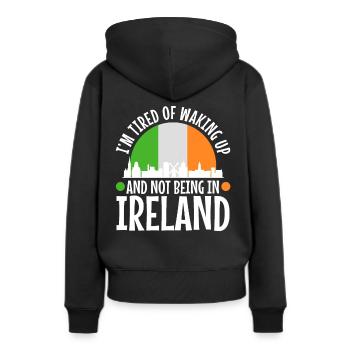 J’en ai marre de me réveiller et de ne pas être en Irlande - Sweat à capuche Premium bio Femme - noir - Dos - Julia (174cm)
