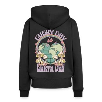 Every Day Is Earth Day - Frauen Premium Bio Hoodie - Schwarz - Hinten - Julia (174cm)