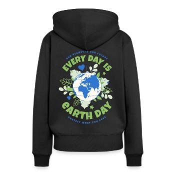 Every Day Is Earth Day - Frauen Premium Bio Hoodie - Schwarz - Hinten - Julia (174cm)