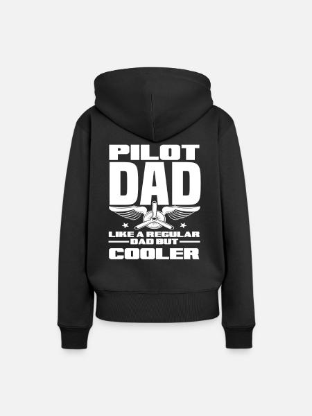 Pilot Papa - Frauen Premium Bio Hoodie - Schwarz