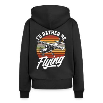 Retro Piloten Flugschüler Fliegen - Frauen Premium Bio Hoodie - Schwarz - Hinten - Julia (174cm)