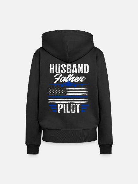 Ehemann Vater Pilot - Frauen Premium Bio Hoodie - Schwarz