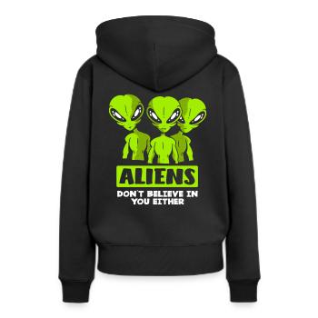 Alien Aliens - Frauen Premium Bio Hoodie - Schwarz - Hinten - Julia (174cm)