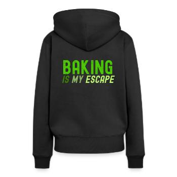 Backen ist meine Flucht - Frauen Premium Bio Hoodie - Schwarz - Hinten - Julia (174cm)
