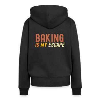 Backen ist meine Flucht - Frauen Premium Bio Hoodie - Schwarz - Hinten - Julia (174cm)