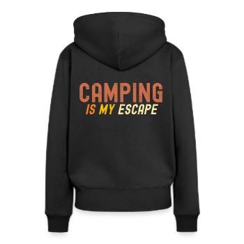 Camping ist meine Flucht - Frauen Premium Bio Hoodie - Schwarz - Hinten - Julia (174cm)