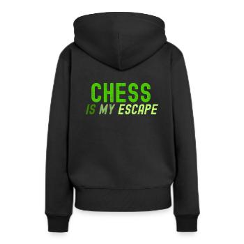 Schach ist meine Flucht - Frauen Premium Bio Hoodie - Schwarz - Hinten - Julia (174cm)
