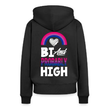 Bisexuell Cannabis - Frauen Premium Bio Hoodie - Schwarz - Hinten - Julia (174cm)
