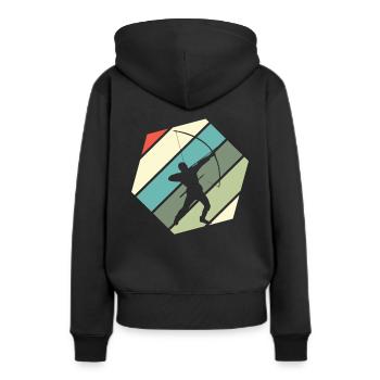 Retro Bogenschütze Bogenschießen - Frauen Premium Bio Hoodie - Schwarz - Hinten - Julia (174cm)