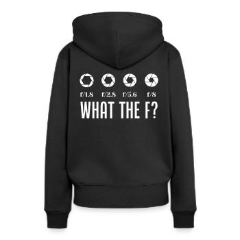 Photograph F - Frauen Premium Bio Hoodie - Schwarz - Hinten - Julia (174cm)