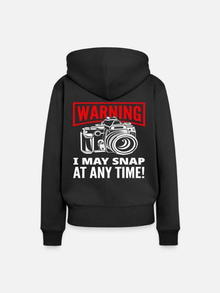 Photograph Fotograf Warnung - Frauen Premium Bio Hoodie - Schwarz
