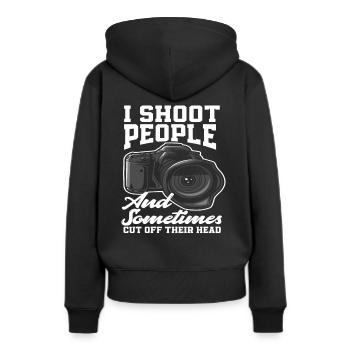 Photograph Wortspiel - Frauen Premium Bio Hoodie - Schwarz - Hinten - Julia (174cm)