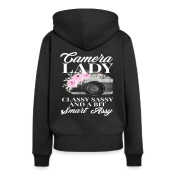 Photograph Frau - Frauen Premium Bio Hoodie - Schwarz - Hinten - Julia (174cm)