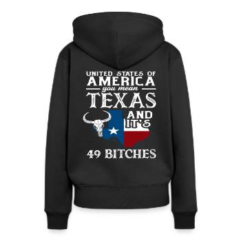 Texas Herkunft - Frauen Premium Bio Hoodie - Schwarz - Hinten - Julia (174cm)