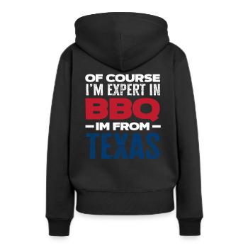 Texas Grillen Texaner - Frauen Premium Bio Hoodie - Schwarz - Hinten - Julia (174cm)