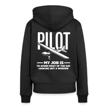 Pilot Berufspilot Geschenk Flugschule - Frauen Premium Bio Hoodie - Schwarz - Hinten - Julia (174cm)