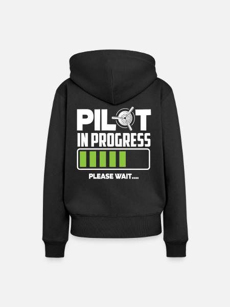 Pilot in Training Bitte Warten - Frauen Premium Bio Hoodie - Schwarz