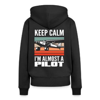 Pilot Ausbildung Spruch Flugschule - Frauen Premium Bio Hoodie - Schwarz - Hinten - Julia (174cm)