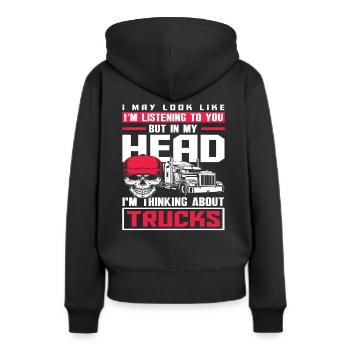 Lkw-Fahrer LKW Logistik Spedition - Frauen Premium Bio Hoodie - Schwarz - Hinten - Julia (174cm)