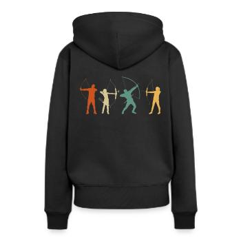 Retro Bogenschießen - Frauen Premium Bio Hoodie - Schwarz - Hinten - Julia (174cm)