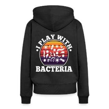 Je joue avec les bactéries - Sweat à capuche Premium bio Femme - noir - Dos - Julia (174cm)