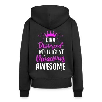 Divorce Diva - Frauen Premium Bio Hoodie - Schwarz - Hinten - Julia (174cm)