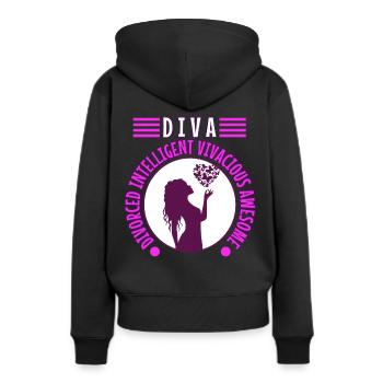 Divorce Diva - Frauen Premium Bio Hoodie - Schwarz - Hinten - Julia (174cm)