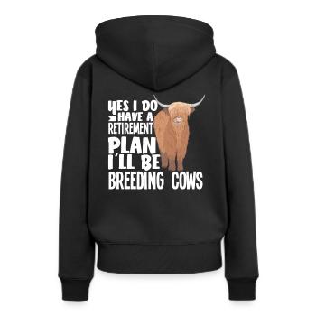 Highland Kuh Zucht Rentenplan - Frauen Premium Bio Hoodie - Schwarz - Hinten - Julia (174cm)