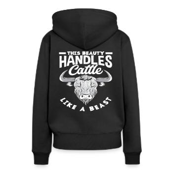 Diese Schönheit Handhabt Hochlandkuh Wie Ein Biest - Frauen Premium Bio Hoodie - Schwarz - Hinten - Julia (174cm)