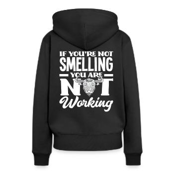 Wenn Du Nicht Riechst Arbeitest Du Nicht - Frauen Premium Bio Hoodie - Schwarz - Hinten - Julia (174cm)
