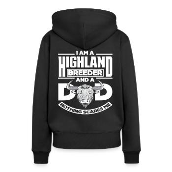 Ich Bin Highland Züchter Und Papa - Frauen Premium Bio Hoodie - Schwarz - Hinten - Julia (174cm)