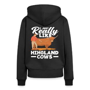 Ich Mag Wirklich Highland Kühe - Frauen Premium Bio Hoodie - Schwarz - Hinten - Julia (174cm)
