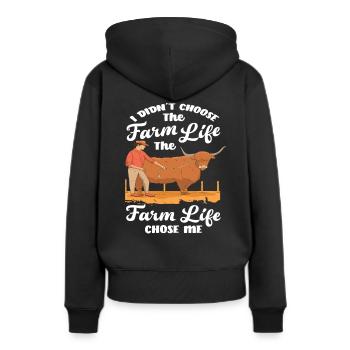 Ich Habe Das Farmleben Nicht Gewählt Das Farmleben - Frauen Premium Bio Hoodie - Schwarz - Hinten - Julia (174cm)