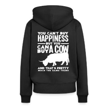 Du Kannst Kein Glück Kaufen Aber Eine HochlandKuh - Frauen Premium Bio Hoodie - Schwarz - Hinten - Julia (174cm)