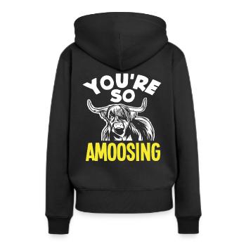 Du Bist So Mooosig Highland Kuh - Frauen Premium Bio Hoodie - Schwarz - Hinten - Julia (174cm)