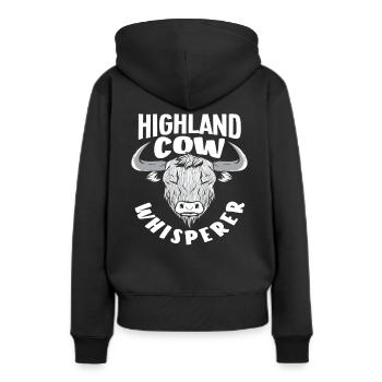 Highland Cow Whisperer Schottisches Hochlandrind - Frauen Premium Bio Hoodie - Schwarz - Hinten - Julia (174cm)